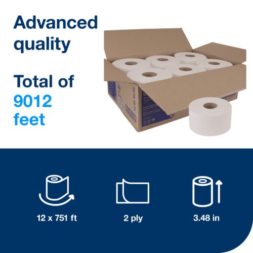 12024402-e-com-2-contents-na TorkĀ® T2 Advanced Mini Jumbo Toilet Paper - White 2-Ply 12x750