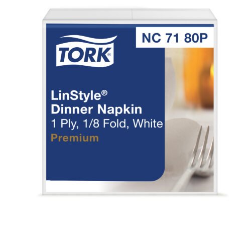 nc7180p-e-com-1b-10073286649116-na Tork LinStyle® Premium White Dinner Napkin - 6x60 Sheets