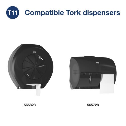 t11-e-com-2-compatible-dispensers-na Tork OptiCore® Mid-size Toilet Paper Roll White T11 36x1755